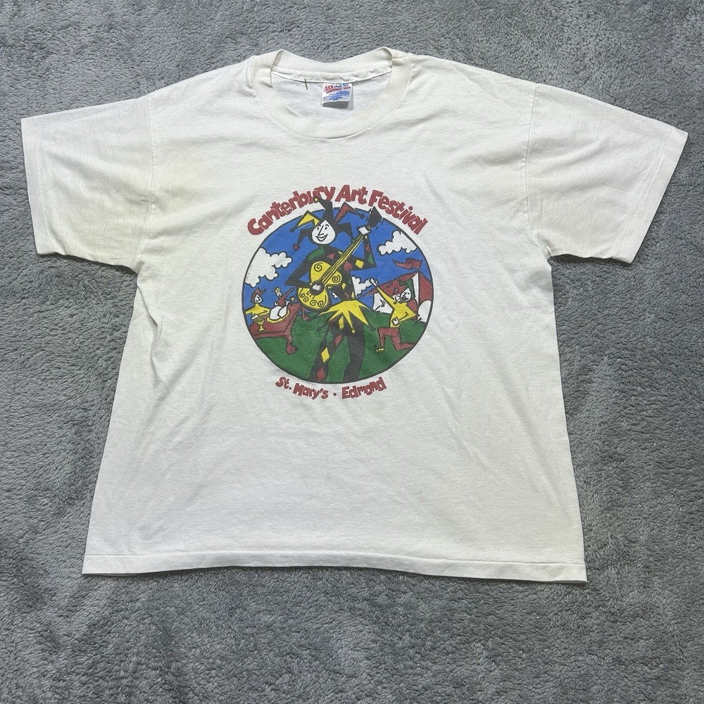 Vintage Canterbury Art Festival T Shirt Men's L White 90s‎ St Mary's Edmond CA